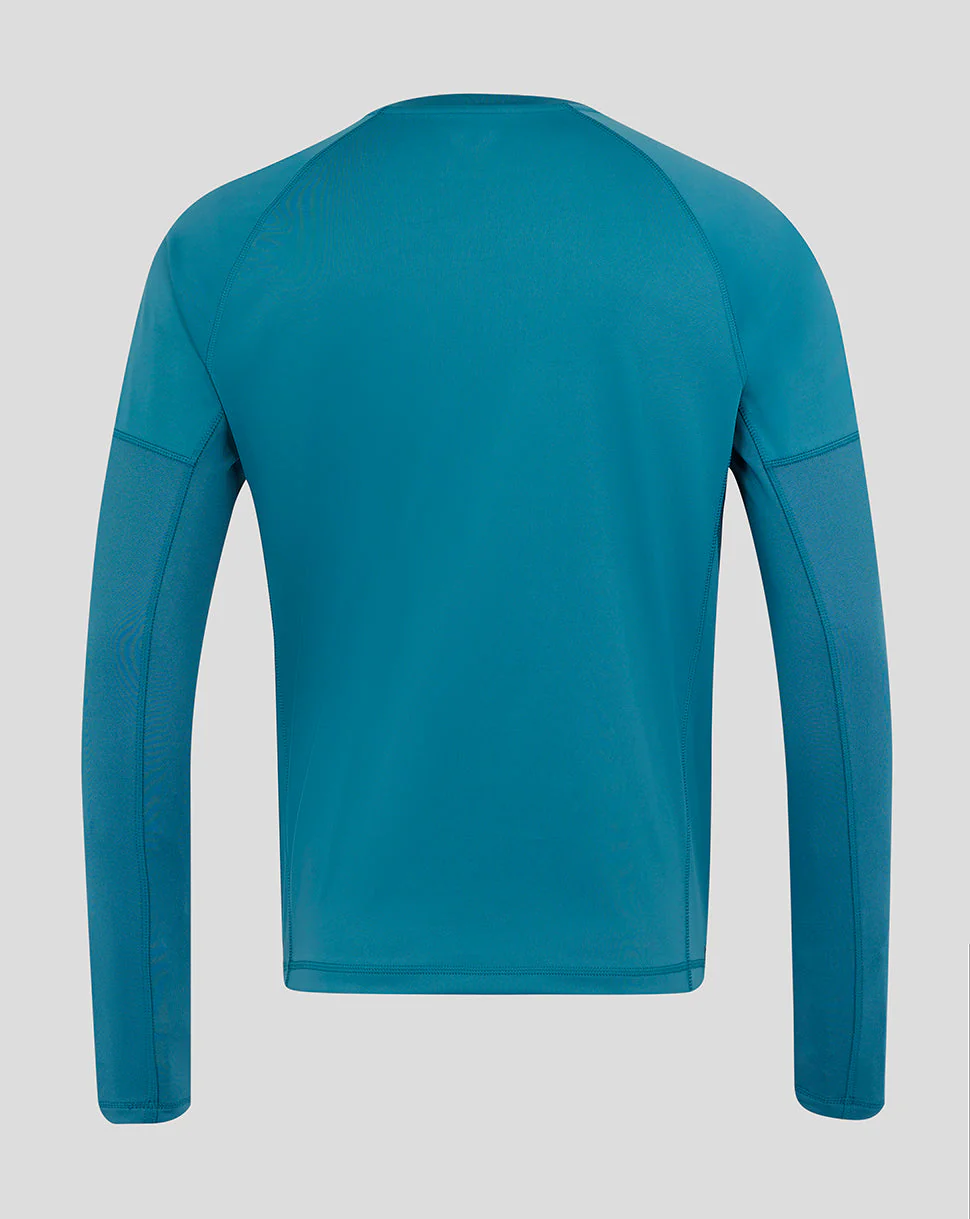 Men’s England Rugby 25/26 Contact Long Sleeve Drill Top – Storm Blue - Image 2