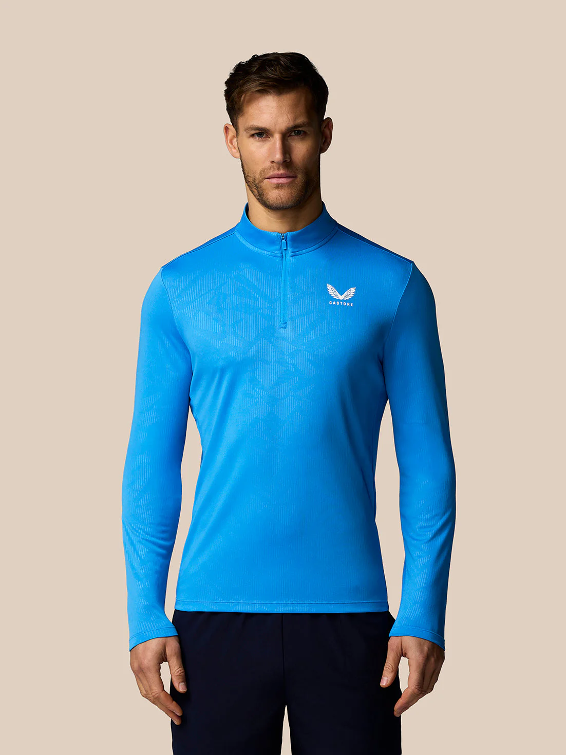 Men’s Adapt All-Over Print Quarter Zip Long Sleeve Top - Blue