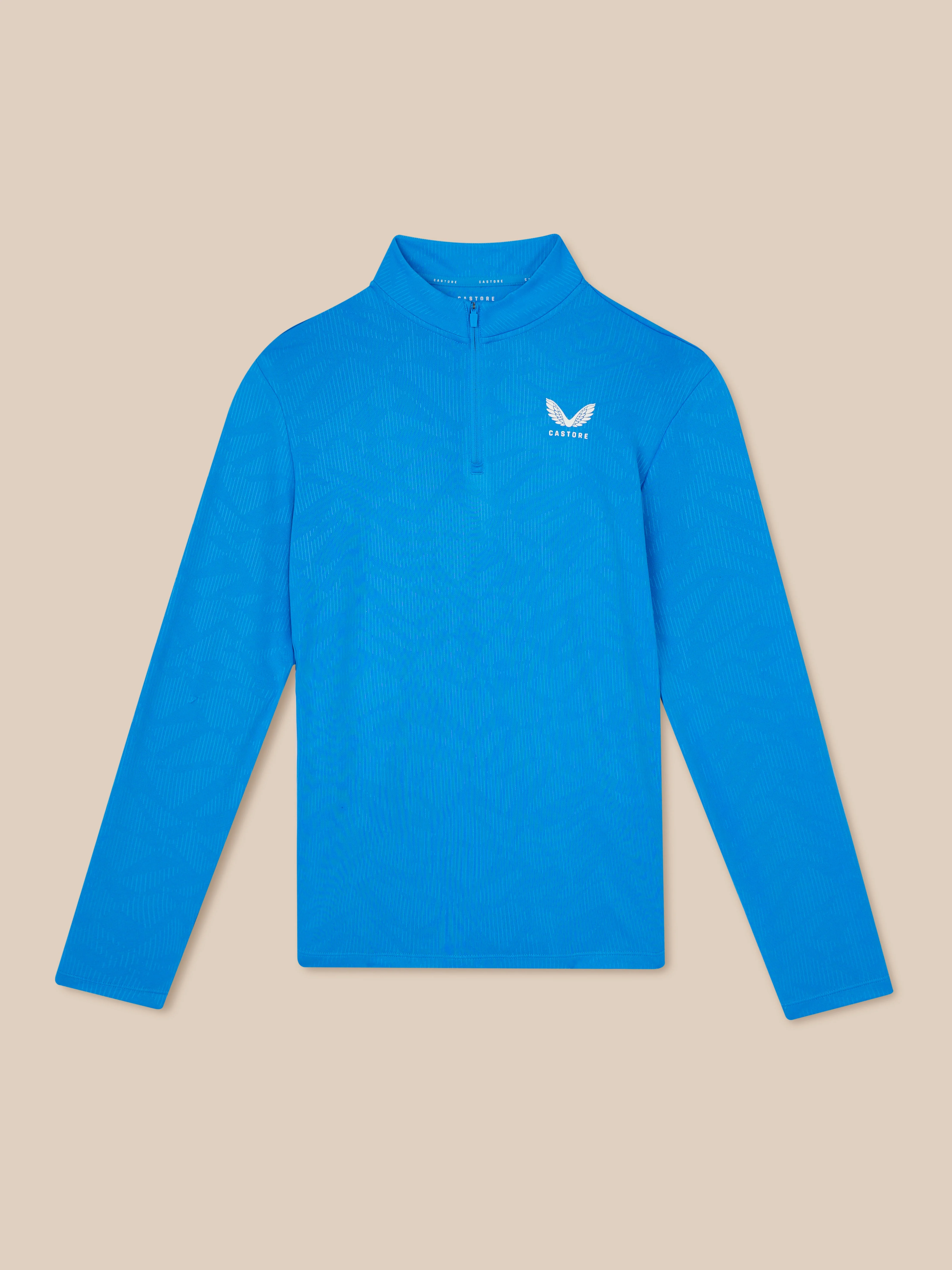 Men’s Adapt All-Over Print Quarter Zip Long Sleeve Top - Blue - Image 8